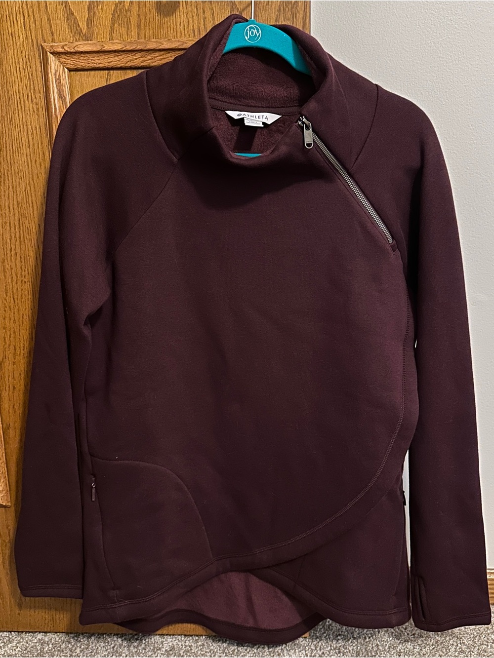 NWT Athleta Cozy Karma Plum Asymmetric Pullover Sweater